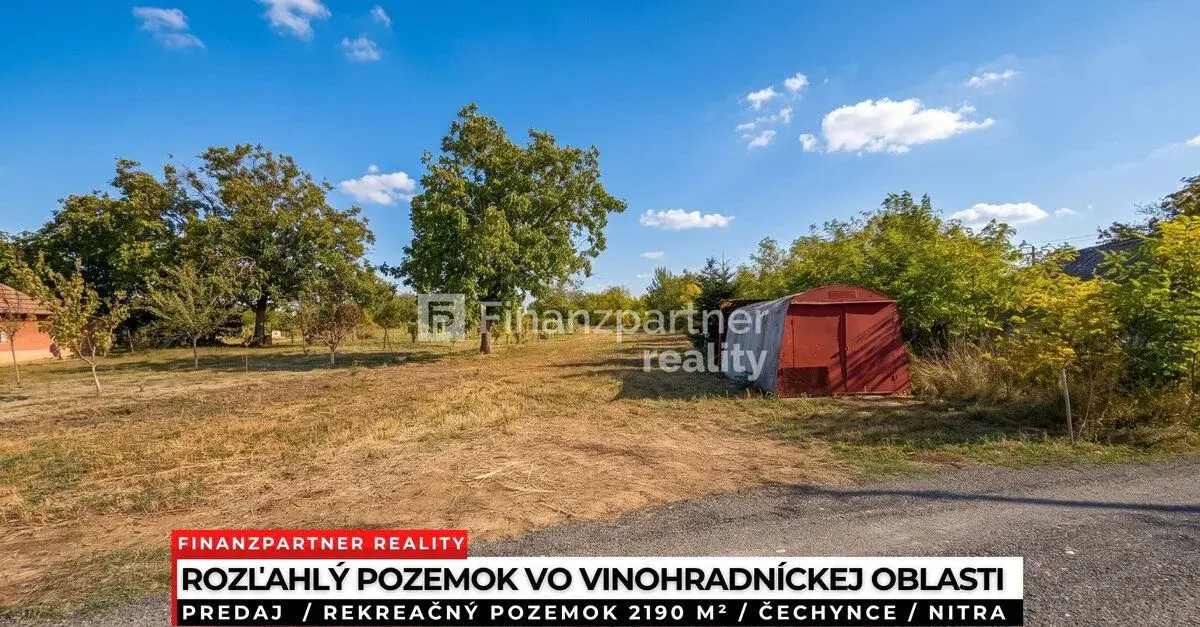 Záhrada 2190 m², Čechynce, Nitra