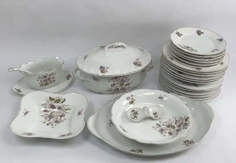 Secesný obedový servis 6os Jemný porcelán
