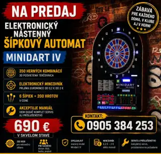 Šípkový automat na mince, elektronický, nástenný, španielsky