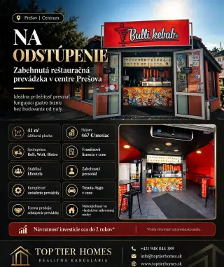 NA ODSTÚPENIE | ZABEHNUTÁ REŠTAURAČNÁ PREVÁDZKA V CENTRE PRE