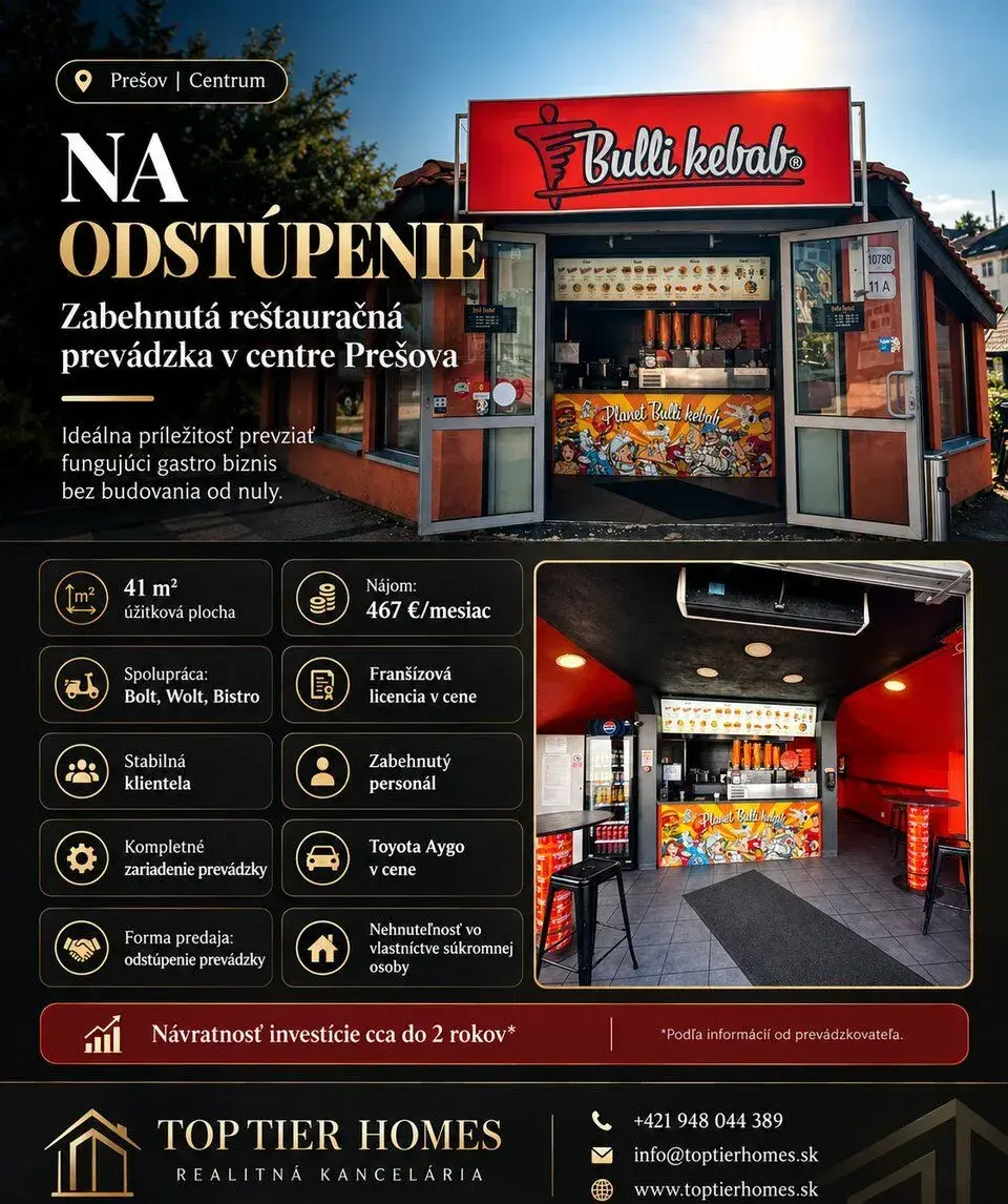 NA ODSTÚPENIE | ZABEHNUTÁ REŠTAURAČNÁ PREVÁDZKA V CENTRE PRE