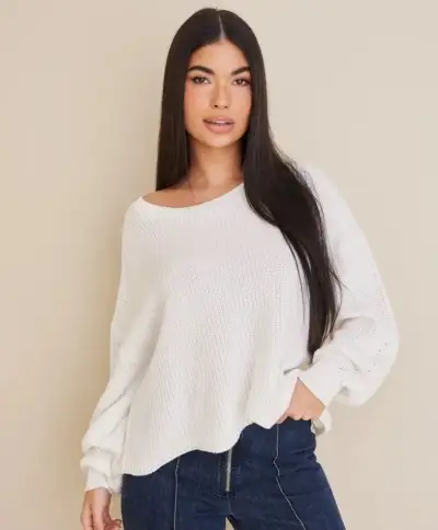 Sveter ONLY oversized strih - biely ===NOVÉ===