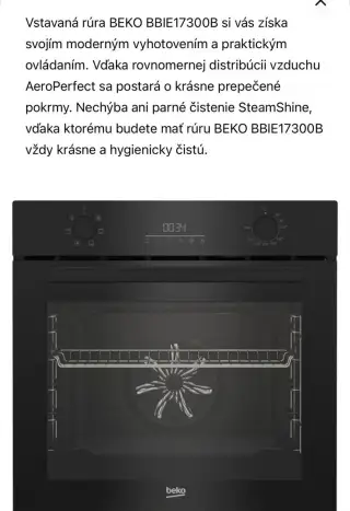 Vstavaná rúra, používaná 10 mesiacov.