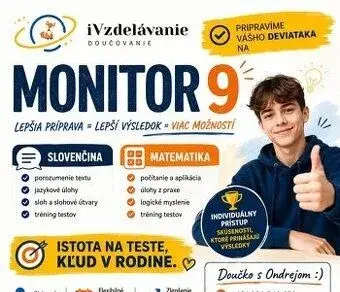 Monitor 9 - matematika a slovenčina - doučovanie