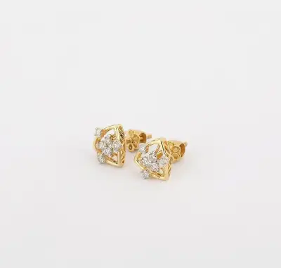 Náušnice zo 14ct žltého zlata s diamantmi 0,27ct, IGI