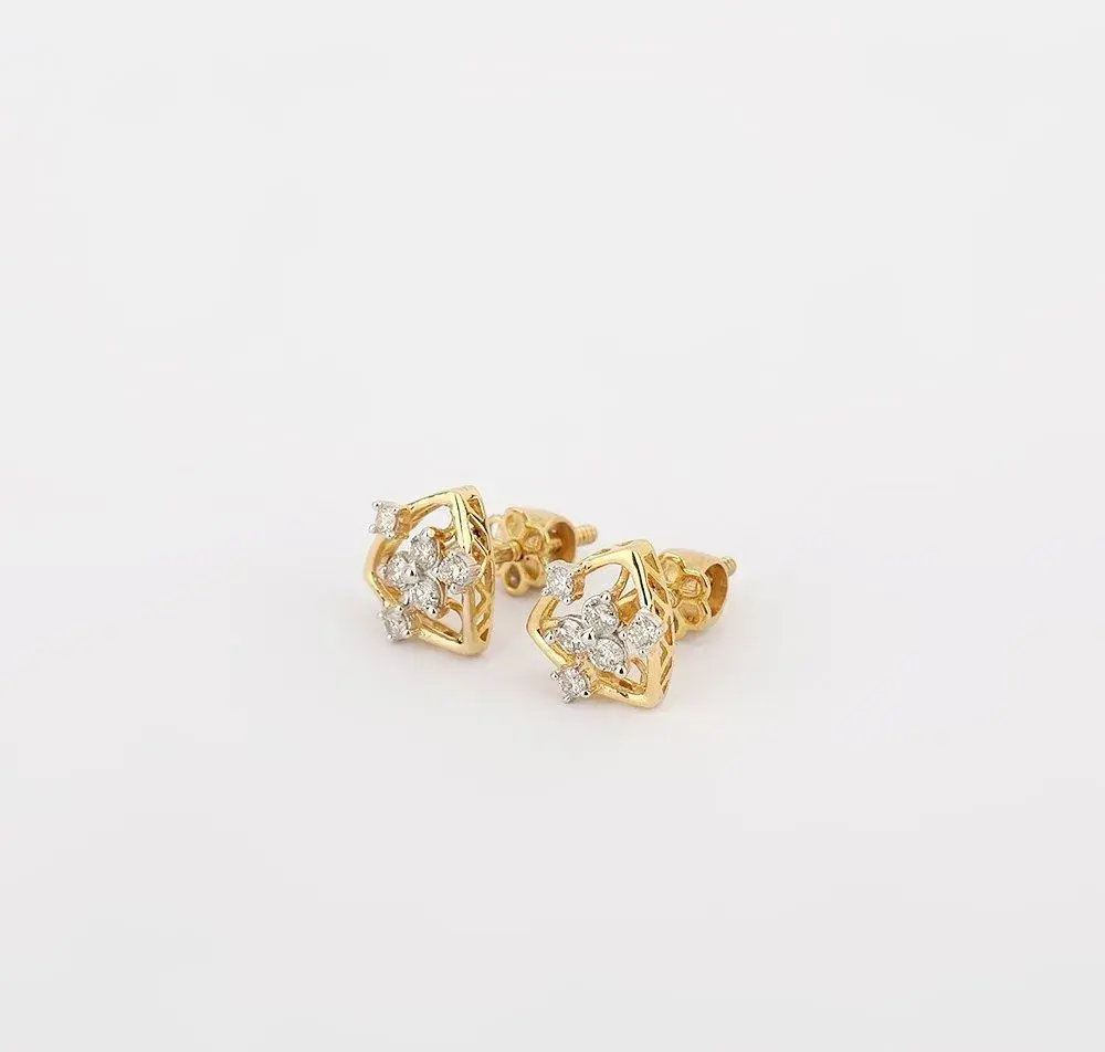 Náušnice zo 14ct žltého zlata s diamantmi 0,27ct, IGI