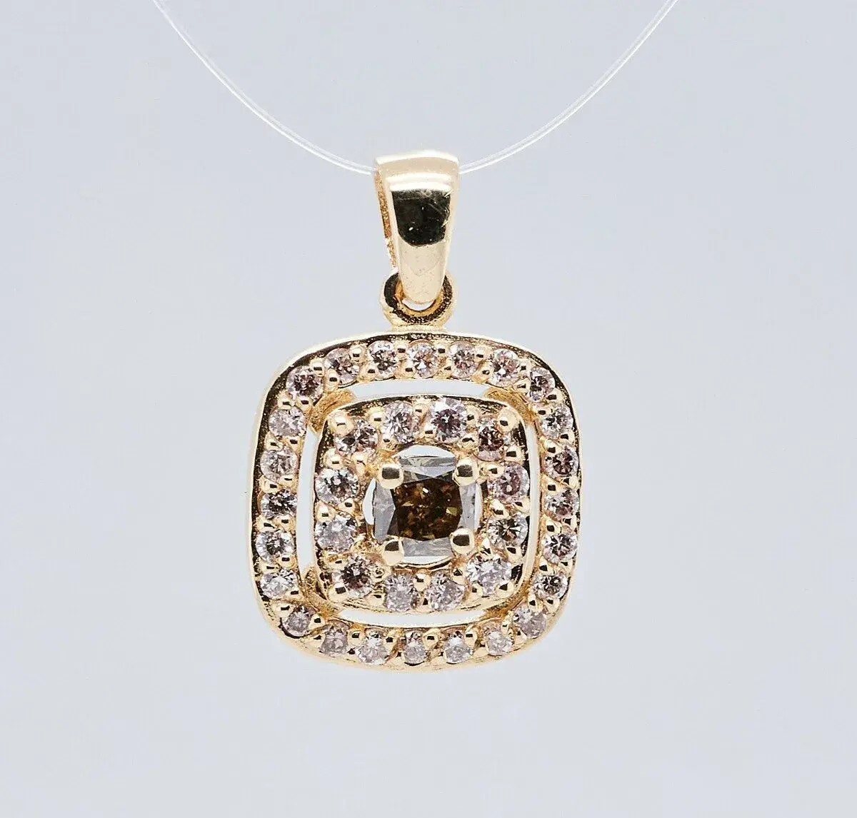 Prívesok Mandala 14ct žlté zlato, Fancy diamanty 0,46ct, AIG