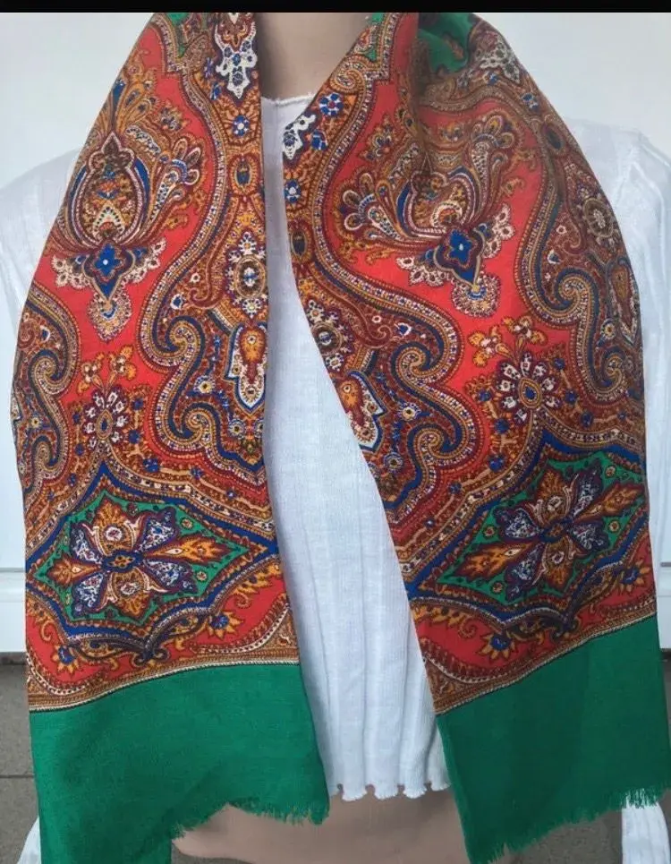 Retro šál s kašmírovým vzorom paisley 120x30cm