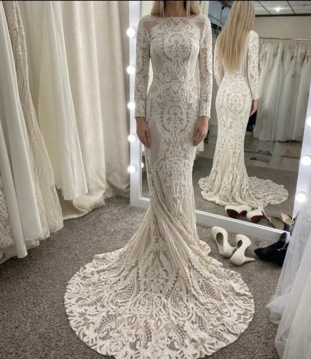 Krasne svadobné šaty s flitrami – štýl “mermaid” (Ivory)