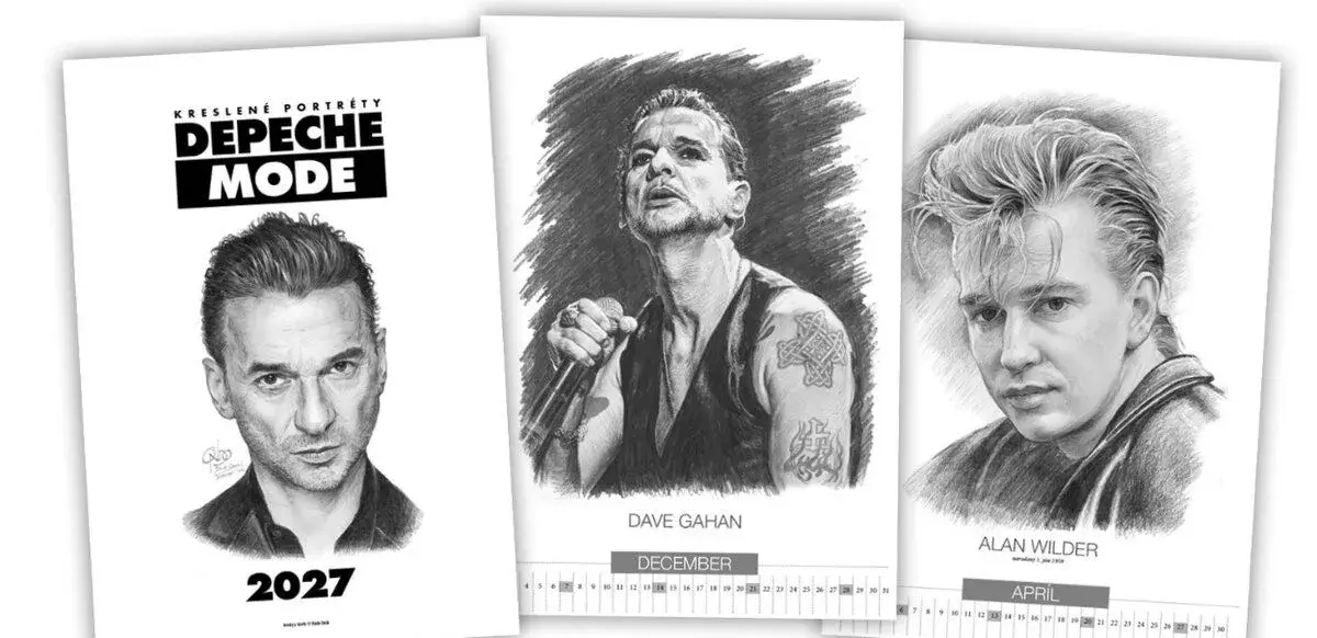 kalendár kreslených portrétov Depeche Mode