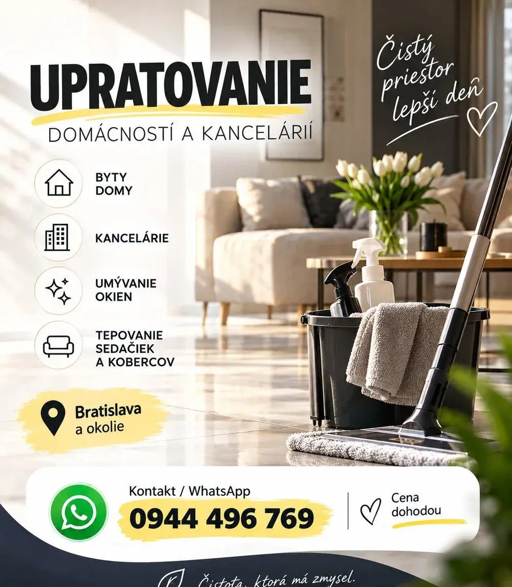 Komplexné upratovanie bytov, domov a umývanie okien BA