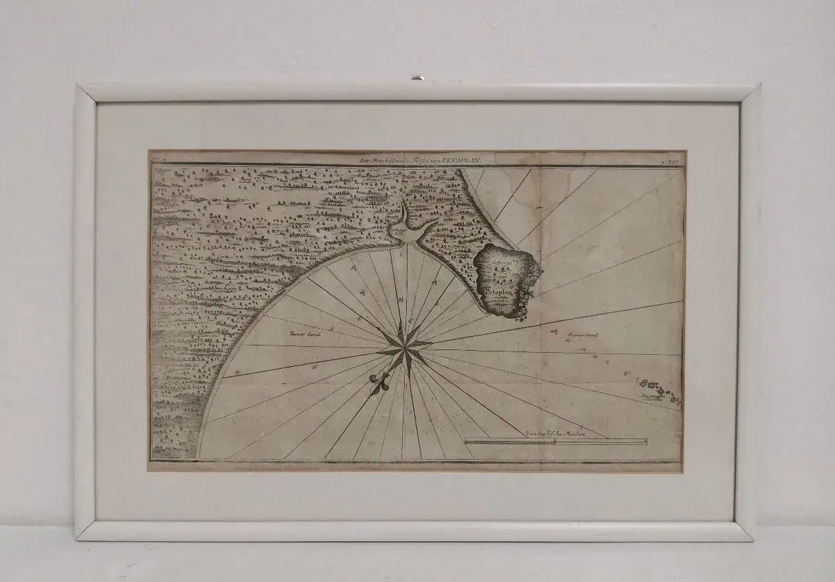Obraz starožitná mapa zálivu a skál Petatlan z roku 1749