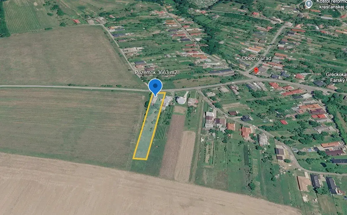Slnečný pozemok 3663 m2 Veľká Tŕňa dom siete studňa