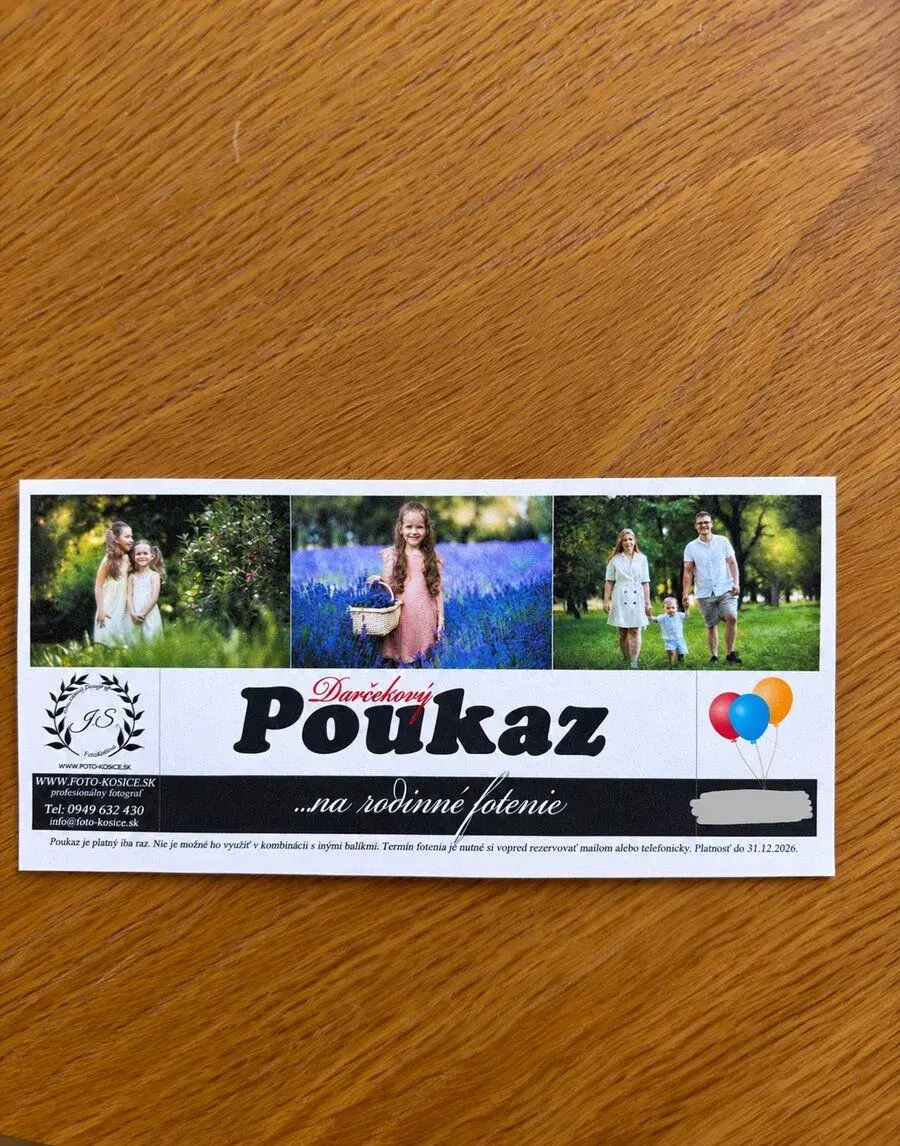 Darčekový poukaz na rodinné fotenie – Košice