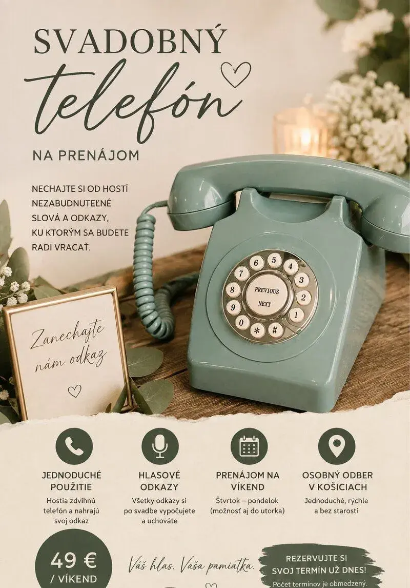 📞 Svadobný telefón – Košice a okolie 💍
