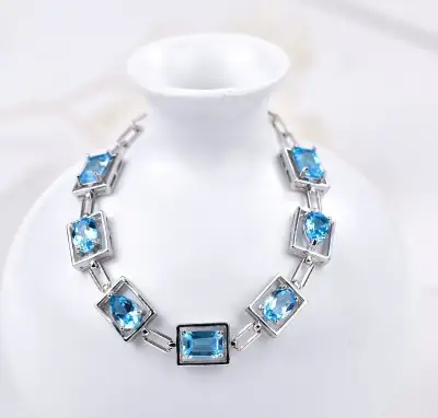 Strieborný náramok s modrými topásmi 3,46ct, ALGT