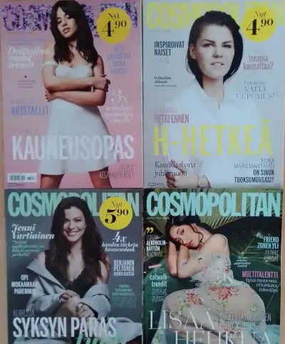 Časopisy Cosmopolitan vo fínčine a kniha fínčiny-Konverzácia