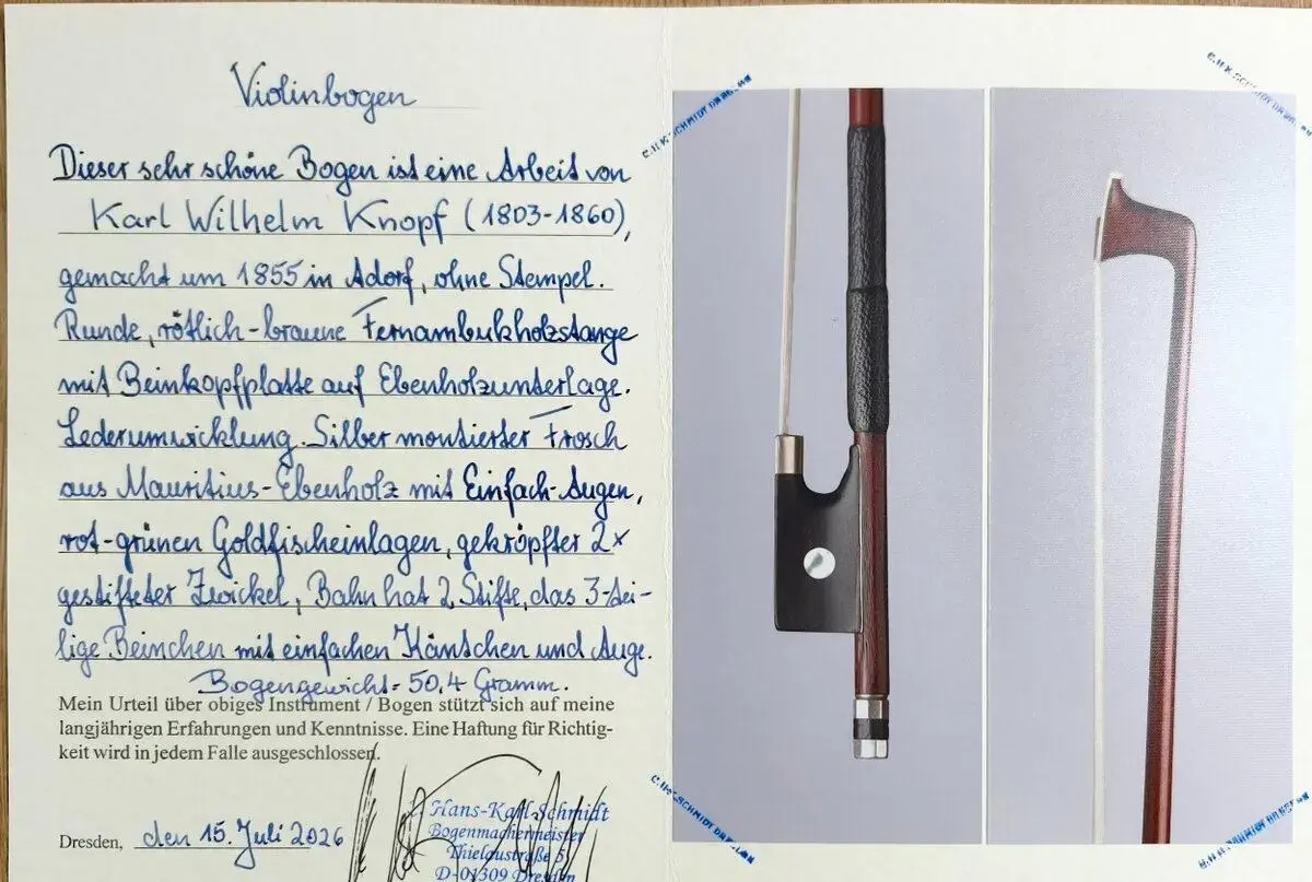 K. W. Knopf 1855 + certifikát