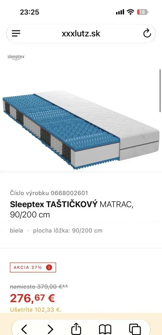 Nový taštičkový matrac Sleeptex Ergomax Medical