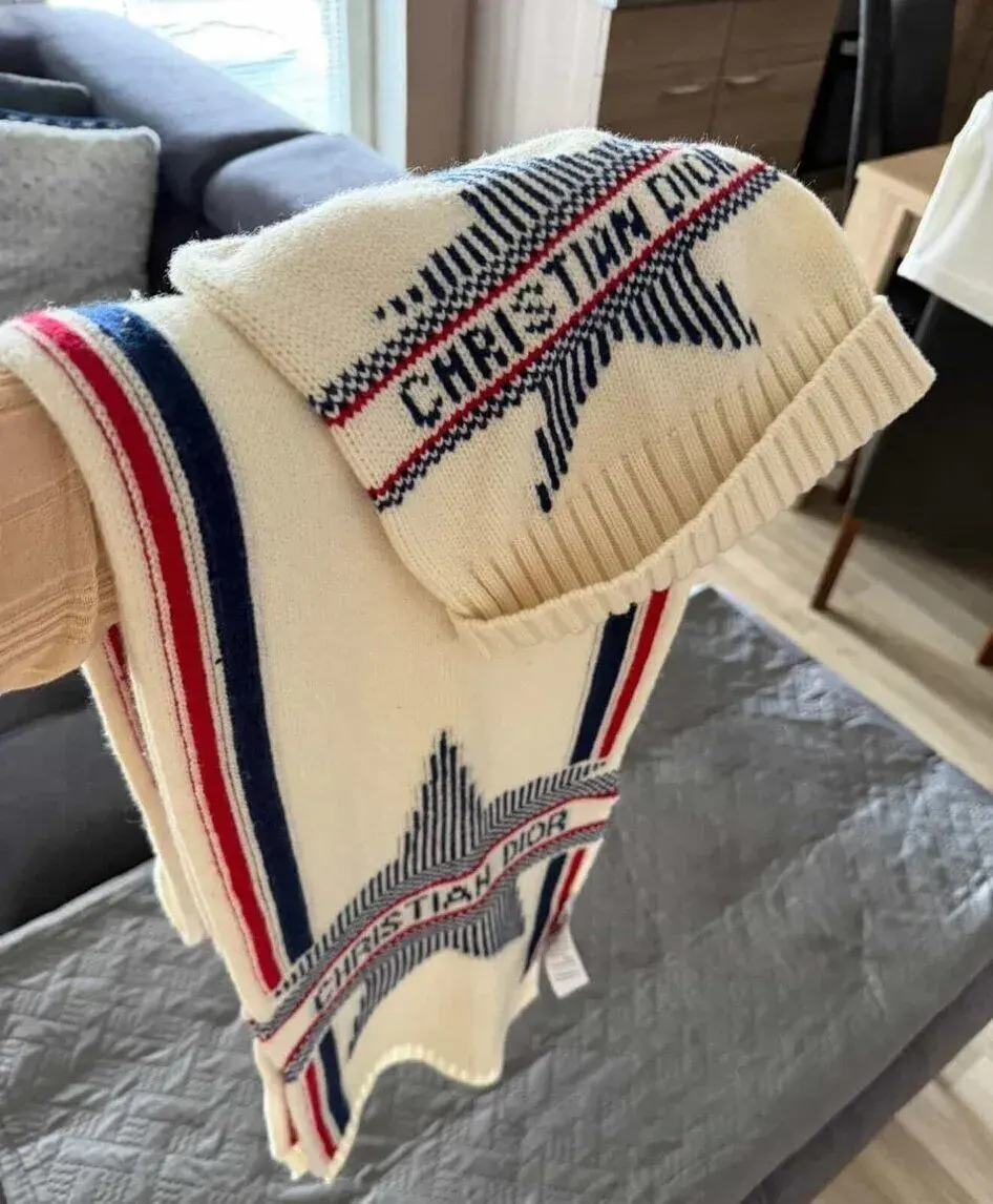 Originál Christian Dior zimný set čiapka a šál UNISEX