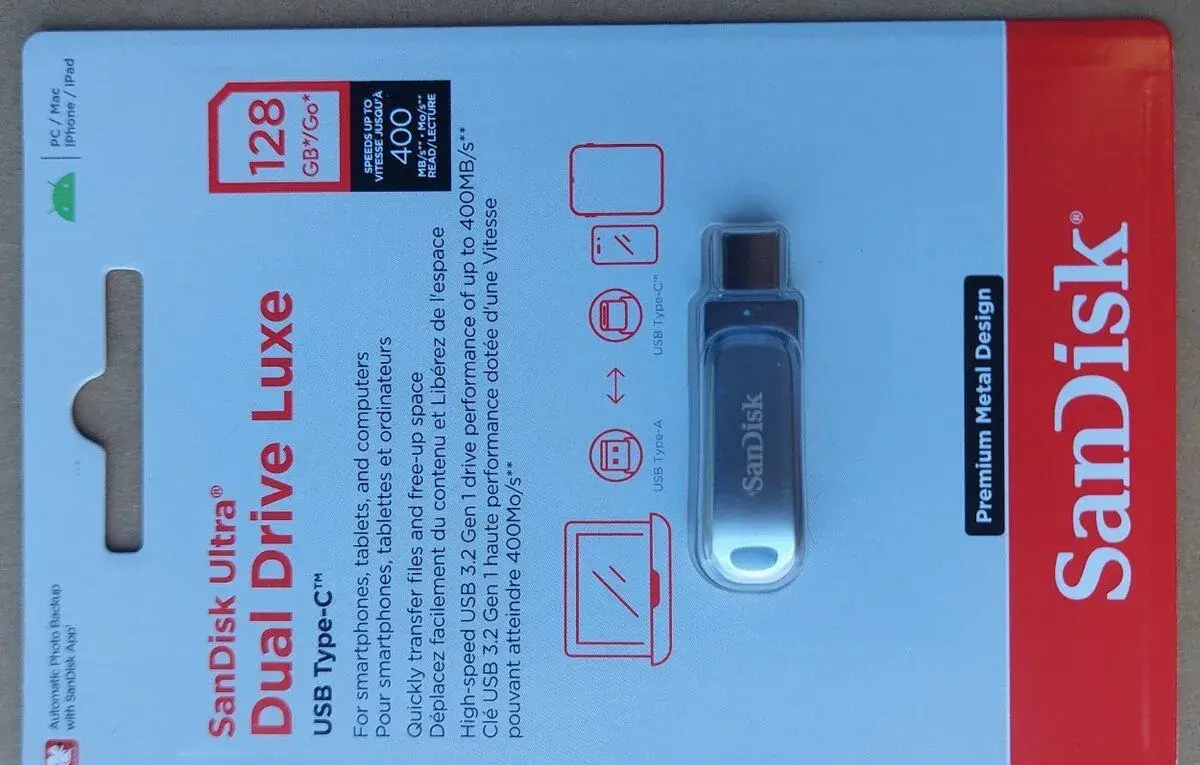 128GB SanDisk USB-C USB-A