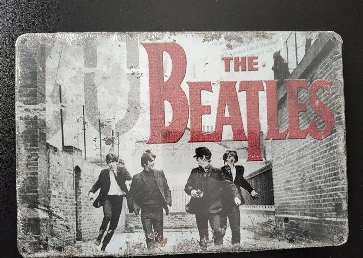 Plechová retro tabuľa BEATLES