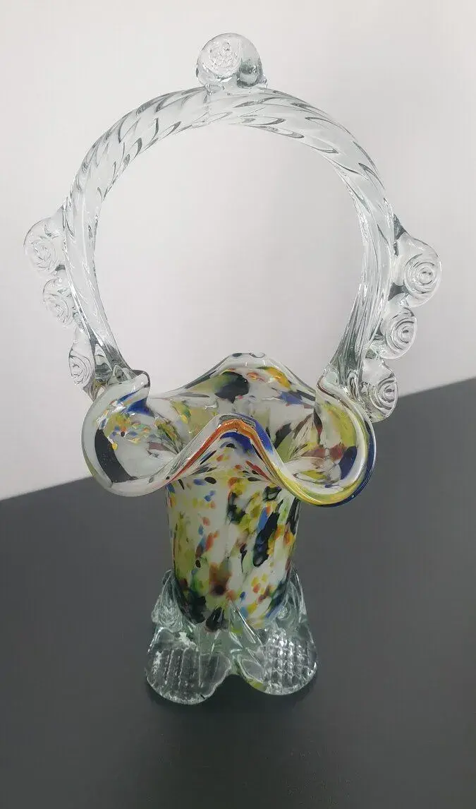 Murano hutné sklo košik