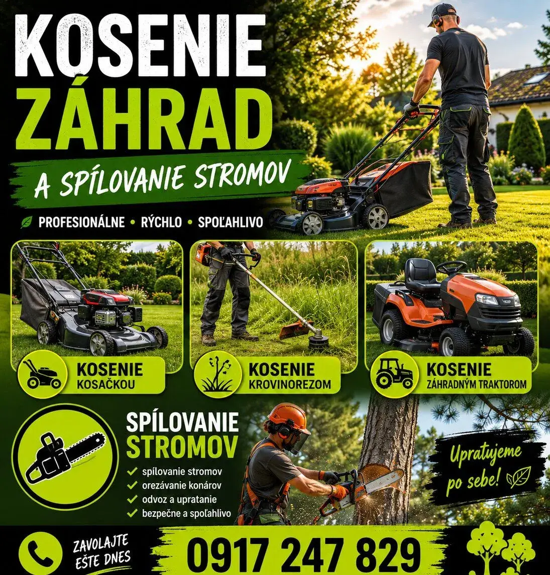Kosenie a údržba záhrad/vypilovanie stromov