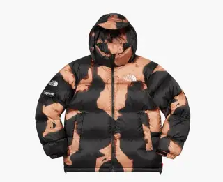 Supreme The North Face Bleached Denim Print Nuptse