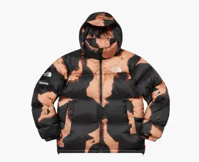 Supreme The North Face Bleached Denim Print Nuptse