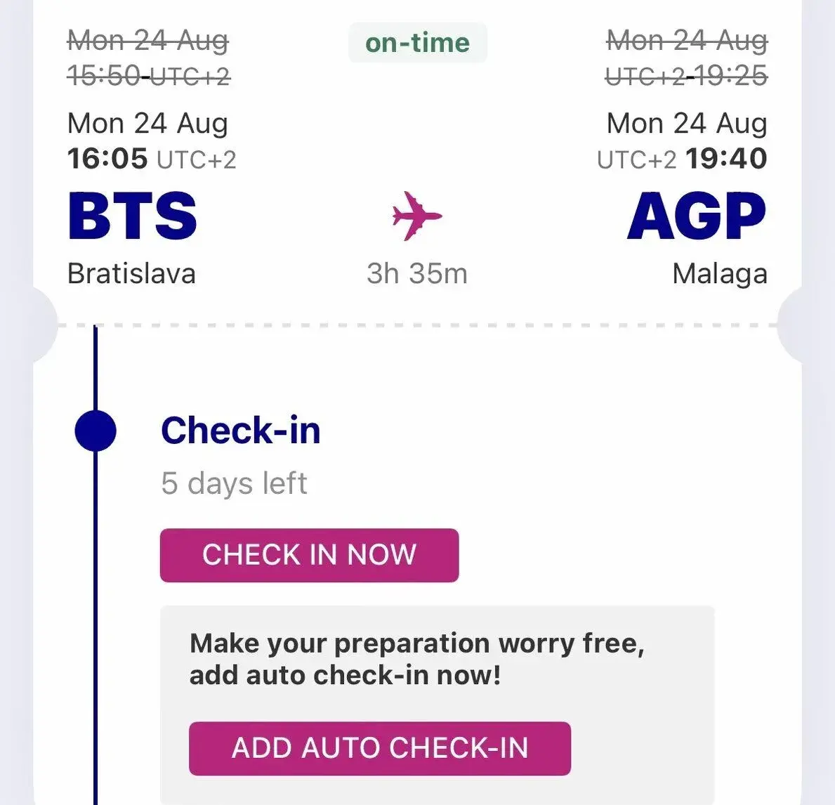 Bratislava -Malaga