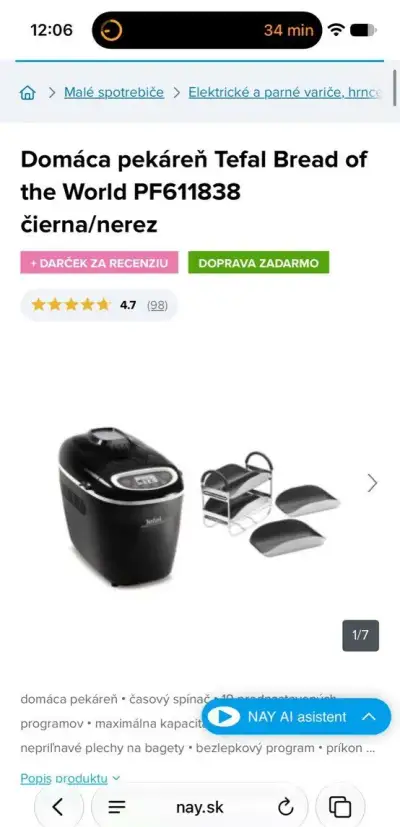 Domáca pekáreň Tefal PF611838 čierna/nerez