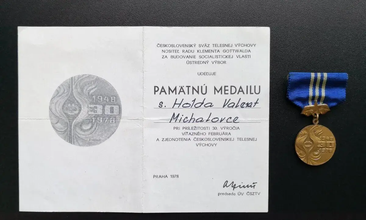 Pamätná medaila 30 let sjednocení telesné výchovy