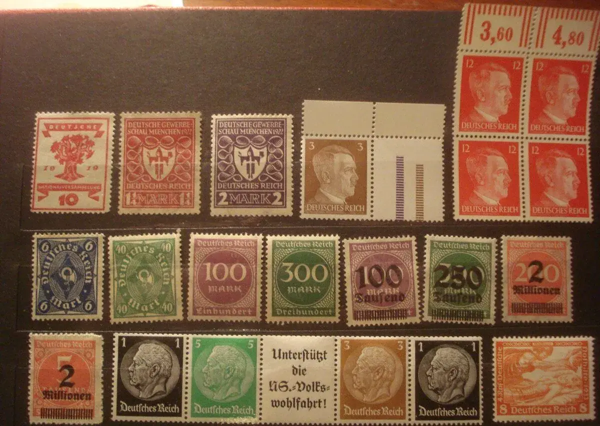 58 rôznych čistých známok Deutsches Reich