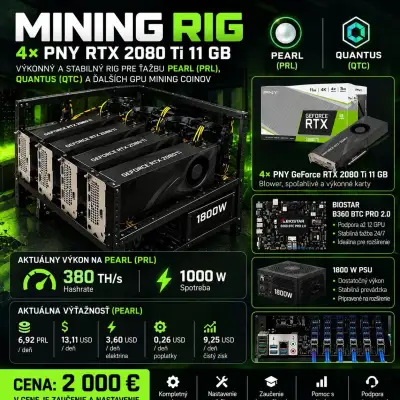 Mining RIG – 4× PNY RTX 2080 Ti 11 GB – 1800 W