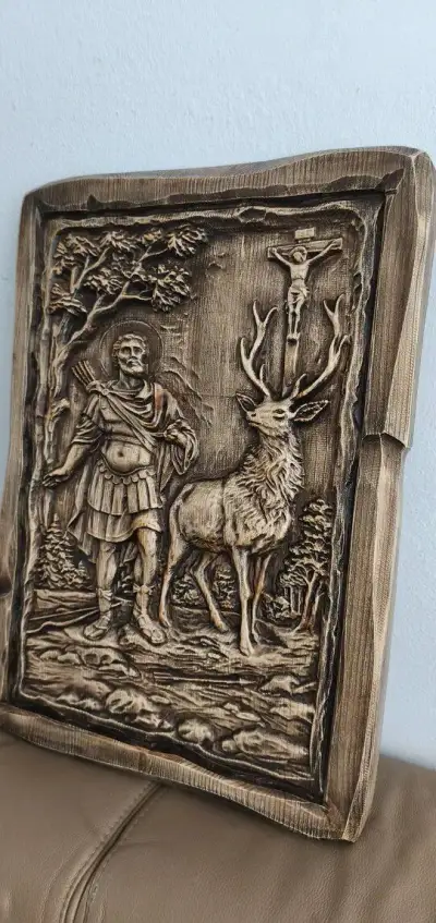 Drevený obraz 39×54cm Sväty Hubert
