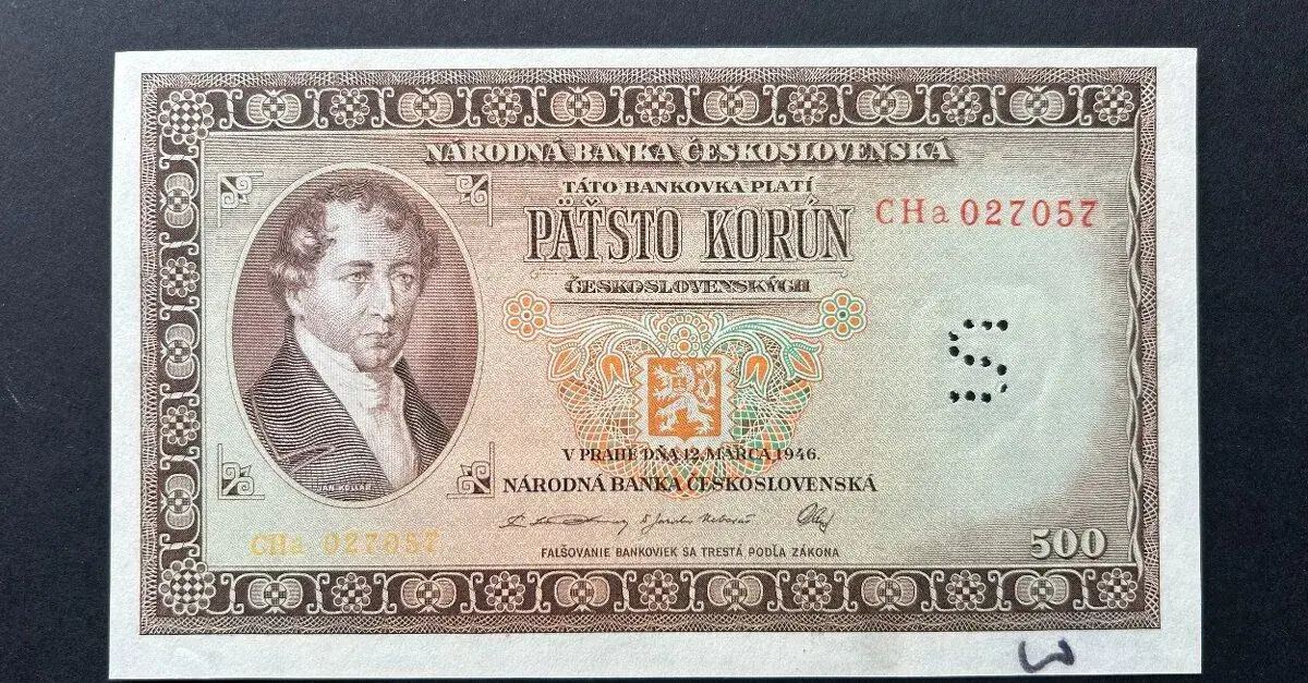 Bankovky 2.ČSR 500 Kčs 1946 séria CHa Aunc