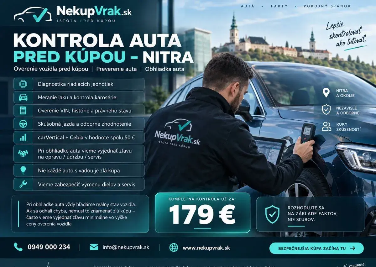 Kontrola auta pred kúpou Nitra, diagnostika, historia, VIN.