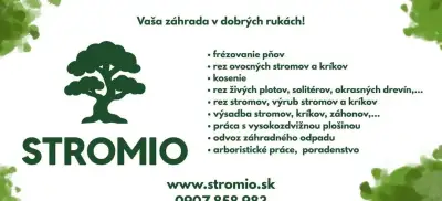 Frézovanie pňov, kosenie, rez ovocných stromov