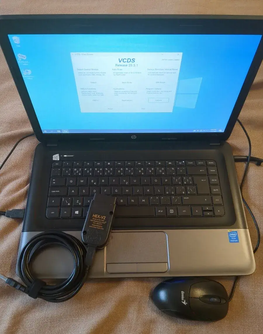 HP notebook + kabel Hex v2 Vcds