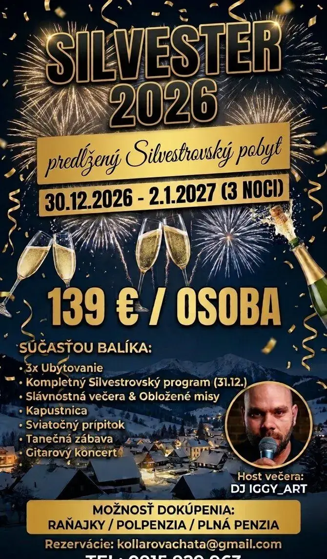 Silvester 2026: Predĺžený pobyt na Chate Kollárová