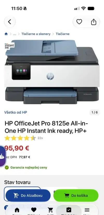 Tlačiareň HP OfficeJet Pro 8125e