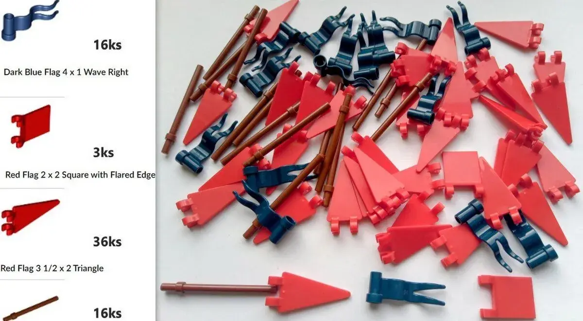 X5 Lego Originál diely, vlajky (nové, nehrané, 71ks)