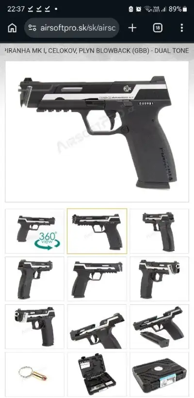G&G Piranha Mk I GBB + 3x zásobník - Top stav, 1x hraná