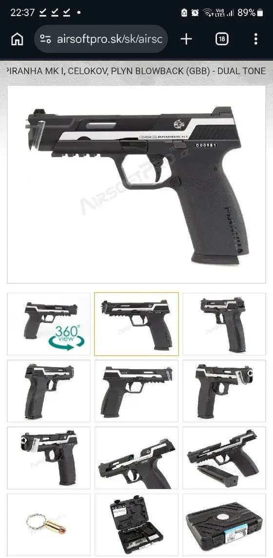 G&G Piranha Mk I GBB + 3x zásobník - Top stav, 1x hraná