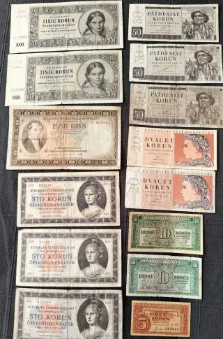 ČESKOSLOVENSKÉ POVOJNOVE BANKOVKY:1945-1950y