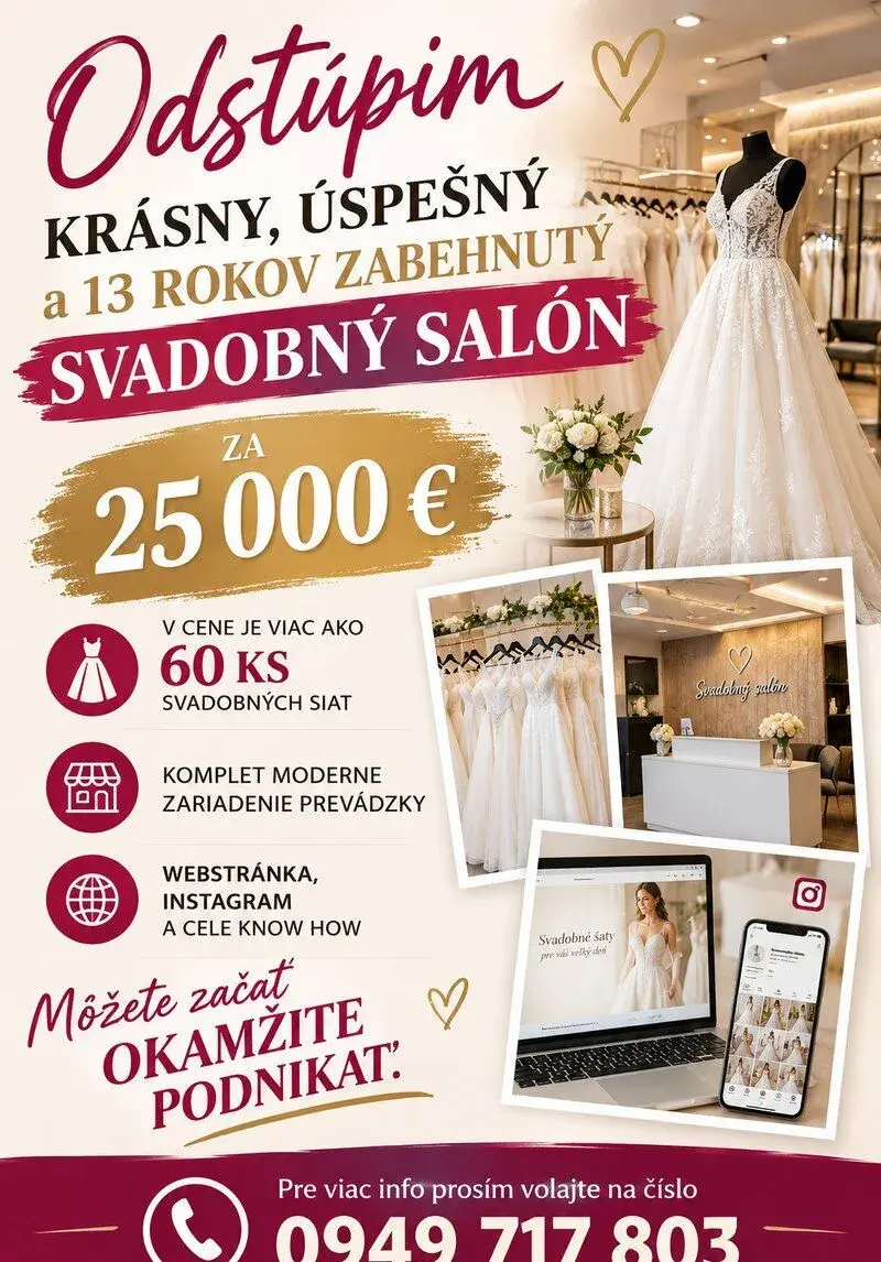 Odstúpim krásny a úspešný svadobný salón