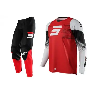 Komplet pre motocross enduro nohavice dres červený shot