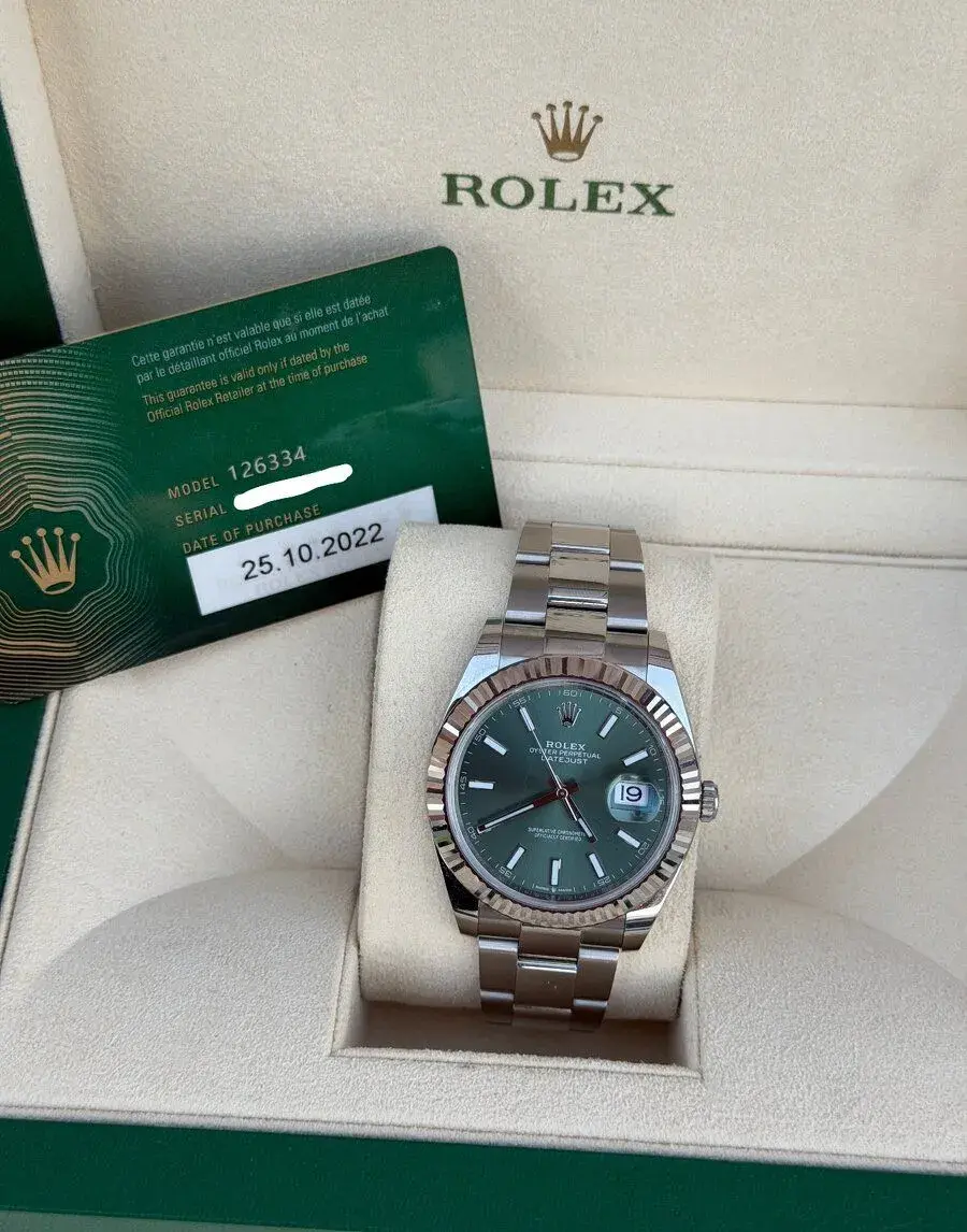 Hodinky Rolex DateJust 41 Gren dial Full set Zaruka 2027