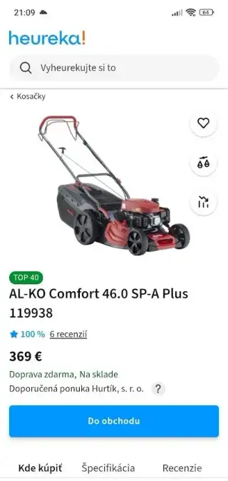 Benzínová kosačka s pojazdom